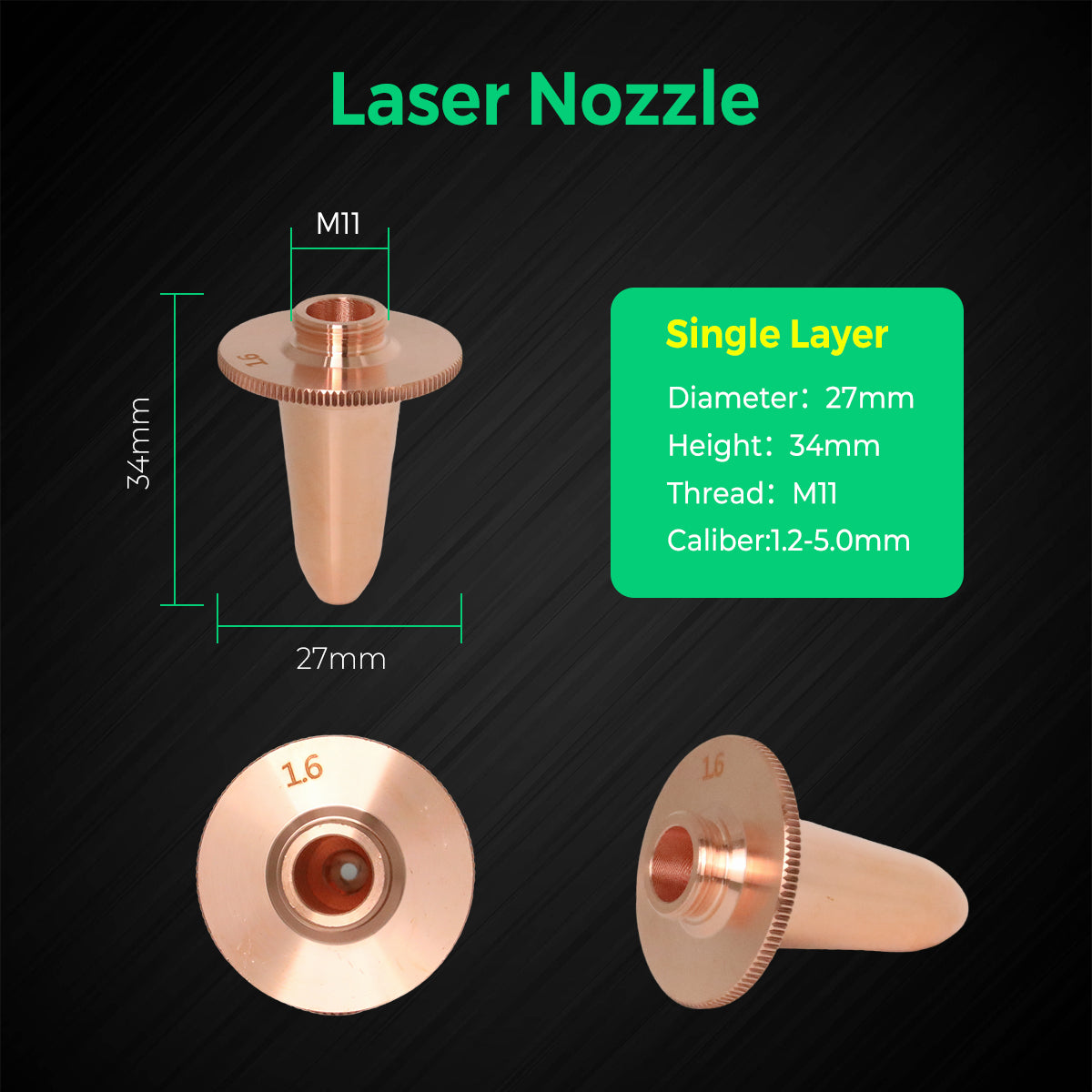 COCOCUT BOCI F-Series Pipe Laser Cutting nozzles(5-Pack)