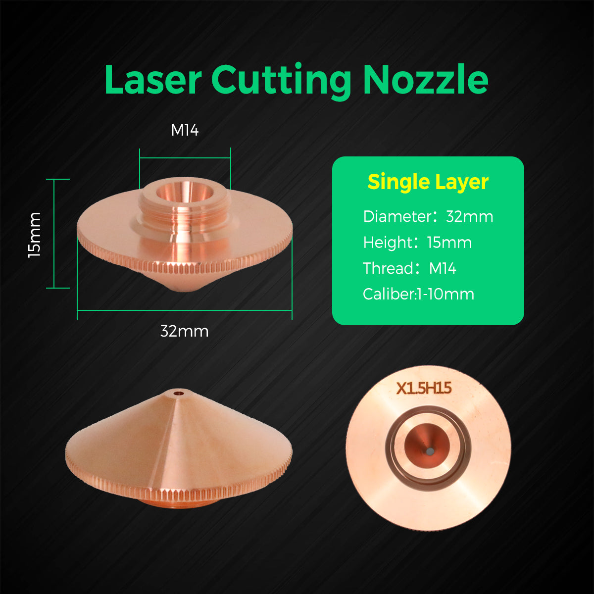 COCOCUT D32 A-Type Laser Cutting Nozzles (5-Pack)