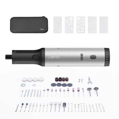 LUMITEK Engraving Pen, 67-in-1 Tool Kit, Mini Cordless Rotary Tool, 5 Speed, 28000 RPM, Cordless Engraver for Metal Wood Leather Glass Plastic, for 3D Printer Polishing, Drilling, Sanding, DIY Crafts