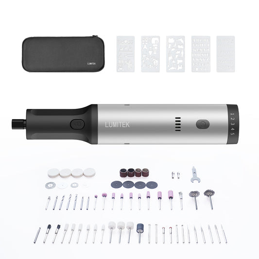 LUMITEK Engraving Pen, 67-in-1 Tool Kit, Mini Cordless Rotary Tool, 5 Speed, 28000 RPM, Cordless Engraver for Metal Wood Leather Glass Plastic, for 3D Printer Polishing, Drilling, Sanding, DIY Crafts
