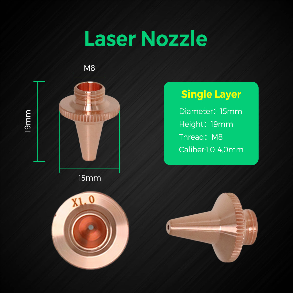 COCOCUT Raytools 3D M8 M11 Series Laser Nozzles For 3D Laser Cutting(5-Pack)